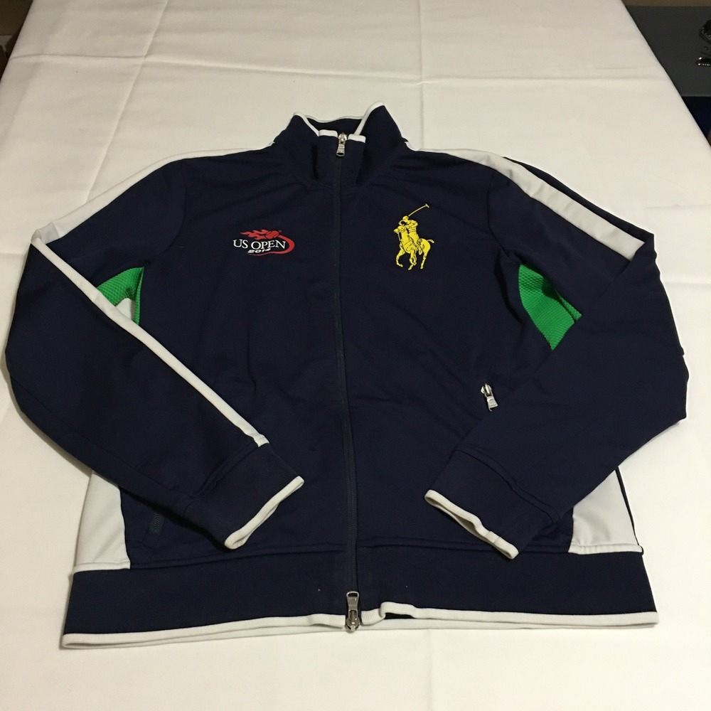 Polo Ralph Lauren RLX US Open 2014 Track Jacket Mens Medium Navy Blue Full Zip